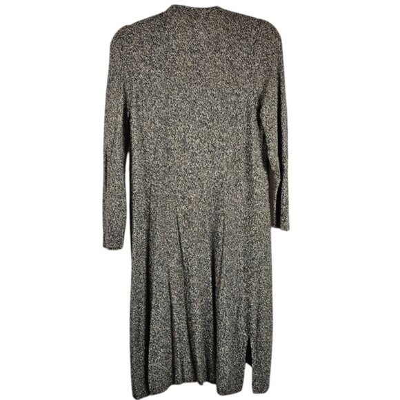 Eileen Fisher Long Duster‎ Cardigan Sz PM Marled Gray Boho Relaxed Open Beach - Picture 2 of 9